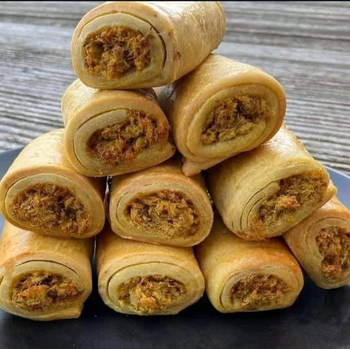 Stack of homemade Nigerian fish rolls